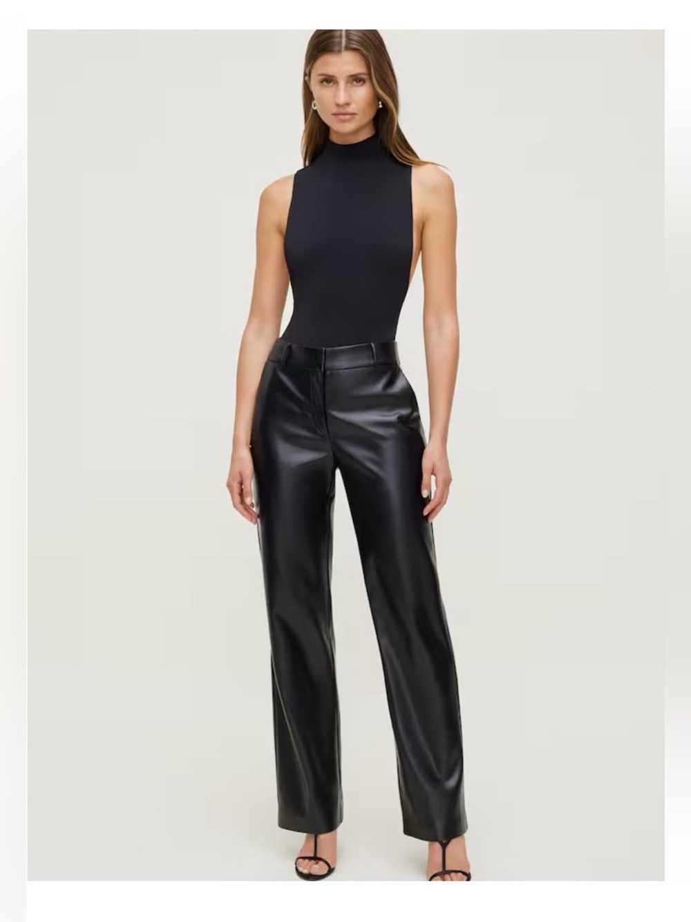Dynamite Black Faux Leather High-Rise Wide-Leg Pants